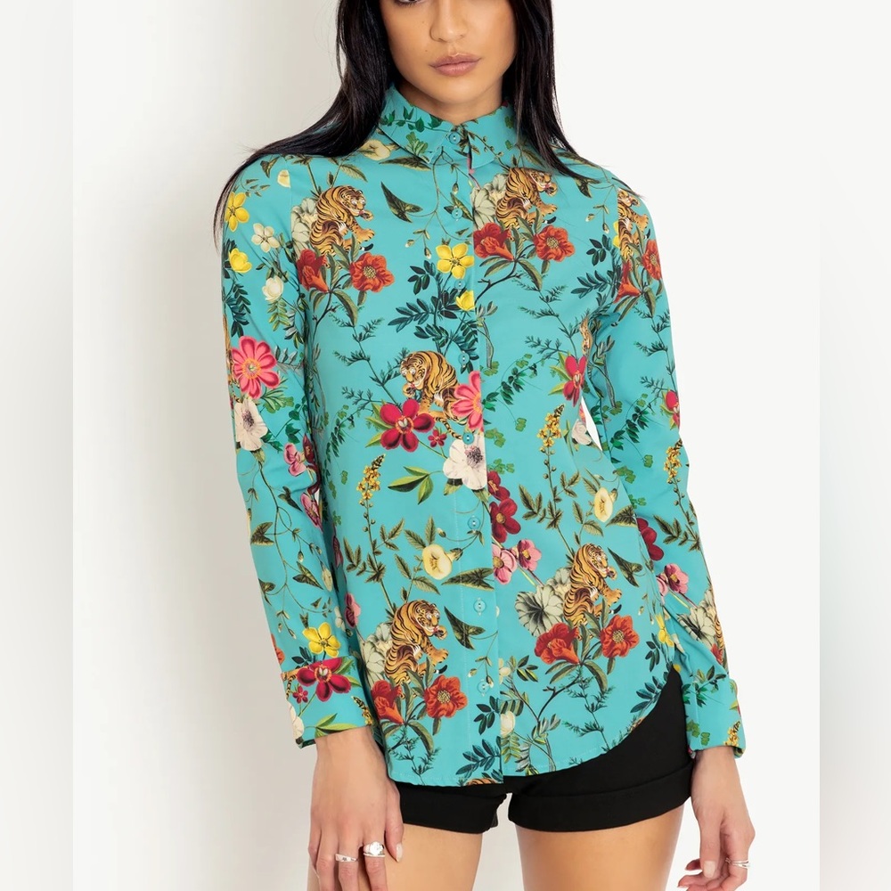TROPICAL TIGER LONG SLEEVE BUSINESS TIME SHIRT